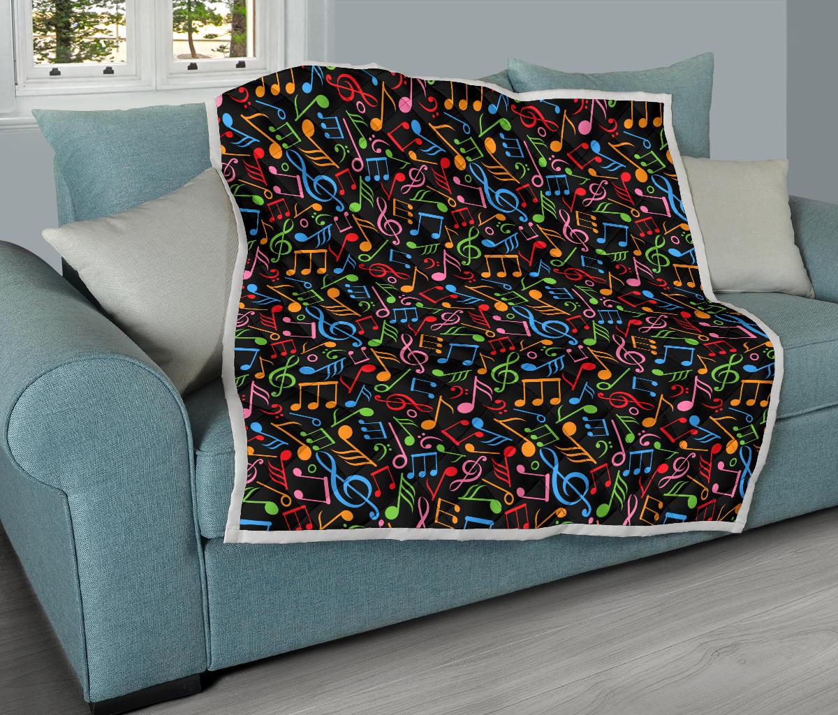 Music Note Colorful Themed Print Premium Quilt-JTAMIGO.COM