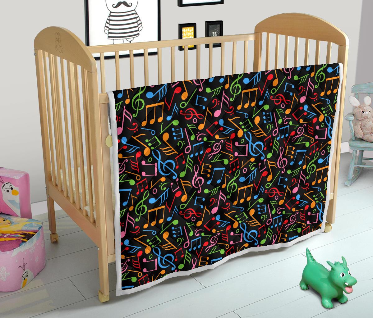 Music Note Colorful Themed Print Premium Quilt-JTAMIGO.COM