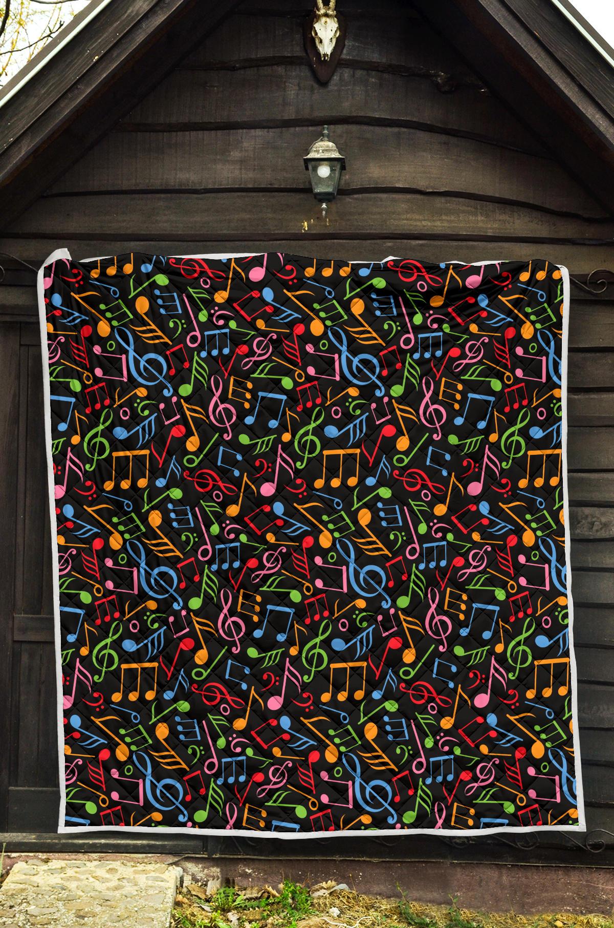 Music Note Colorful Themed Print Premium Quilt-JTAMIGO.COM