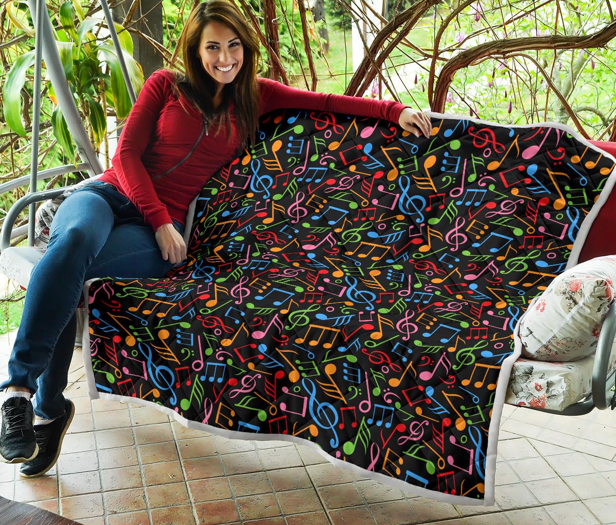 Music Note Colorful Themed Print Premium Quilt-JTAMIGO.COM