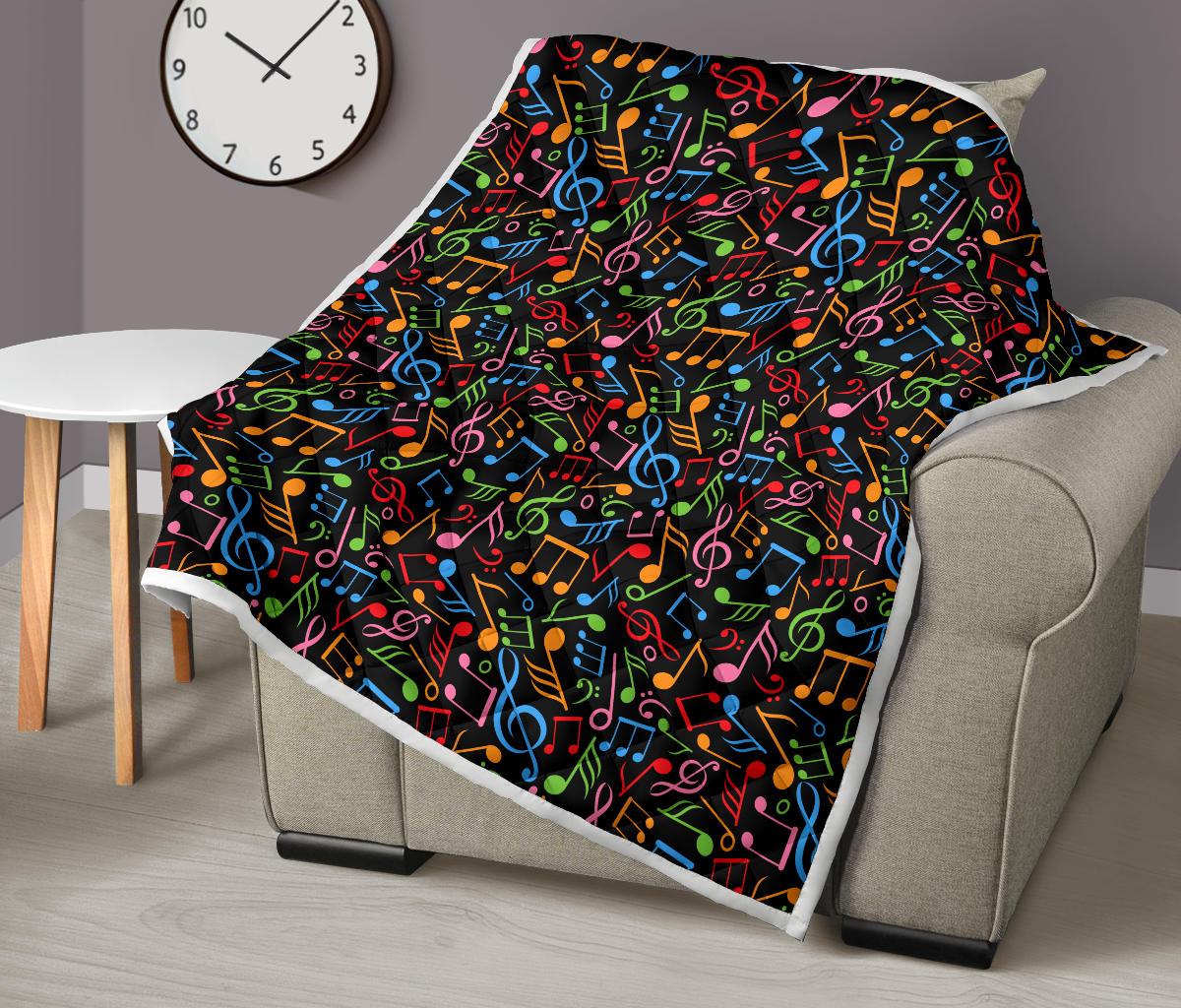 Music Note Colorful Themed Print Premium Quilt-JTAMIGO.COM