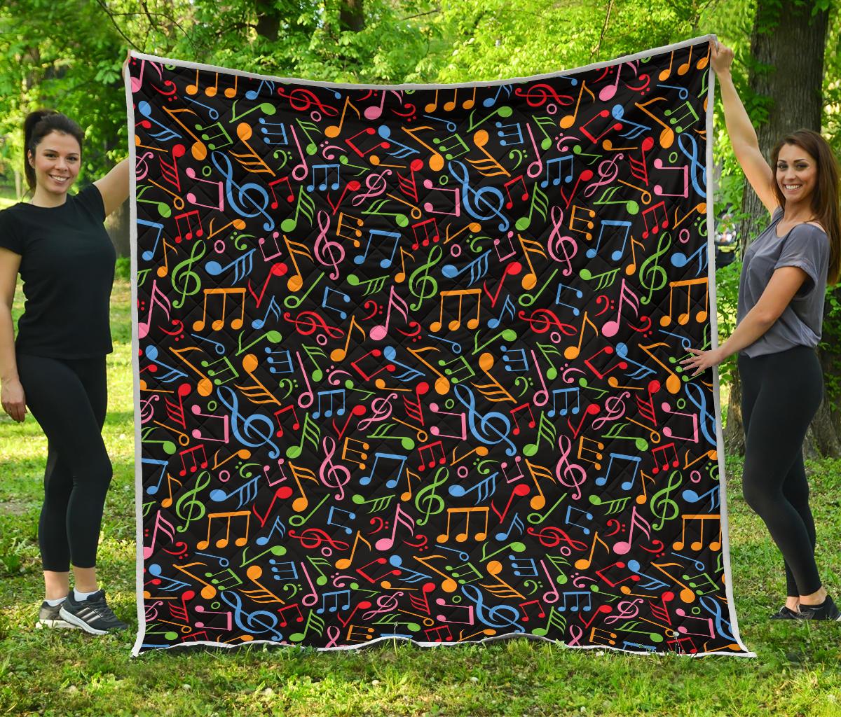 Music Note Colorful Themed Print Premium Quilt-JTAMIGO.COM