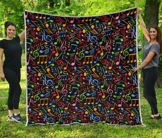 Music Note Colorful Themed Print Premium Quilt-JTAMIGO.COM