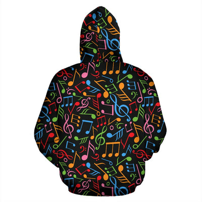 Music Note Colorful Themed Print Pullover Hoodie