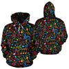 Music Note Colorful Themed Print Pullover Hoodie
