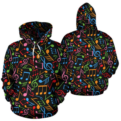 Music Note Colorful Themed Print Pullover Hoodie