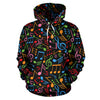 Music Note Colorful Themed Print Pullover Hoodie