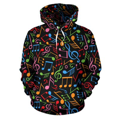 Music Note Colorful Themed Print Pullover Hoodie