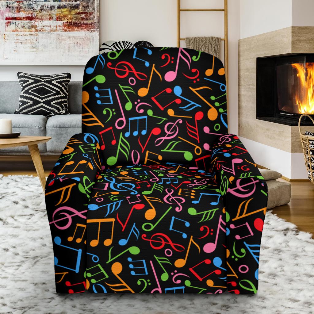 Music Note Colorful Themed Print Single Sofa Slipcover -JTAMIGO.COM