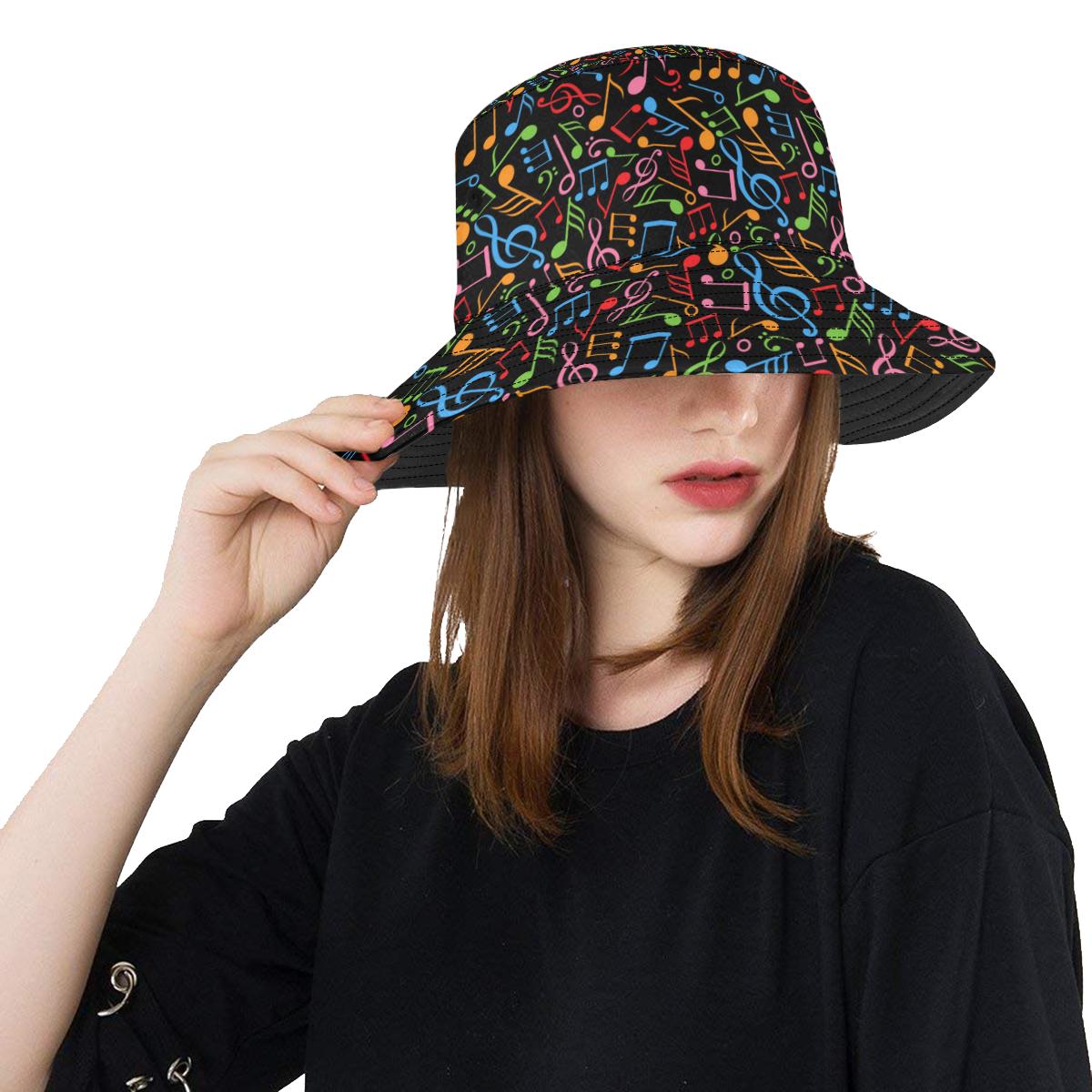 Music Note Colorful Themed Print Unisex Bucket Hat