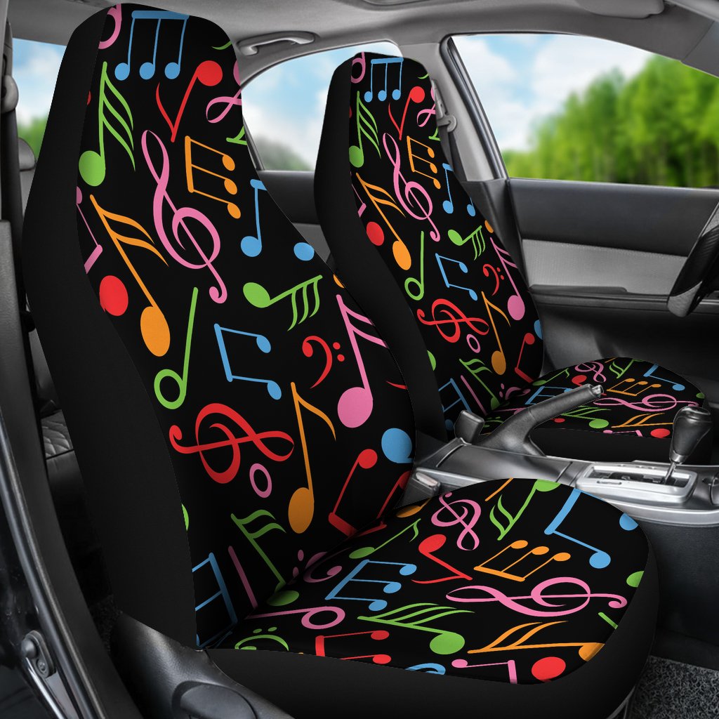 Music Note Colorful Themed Print Universal Fit Car Seat Covers