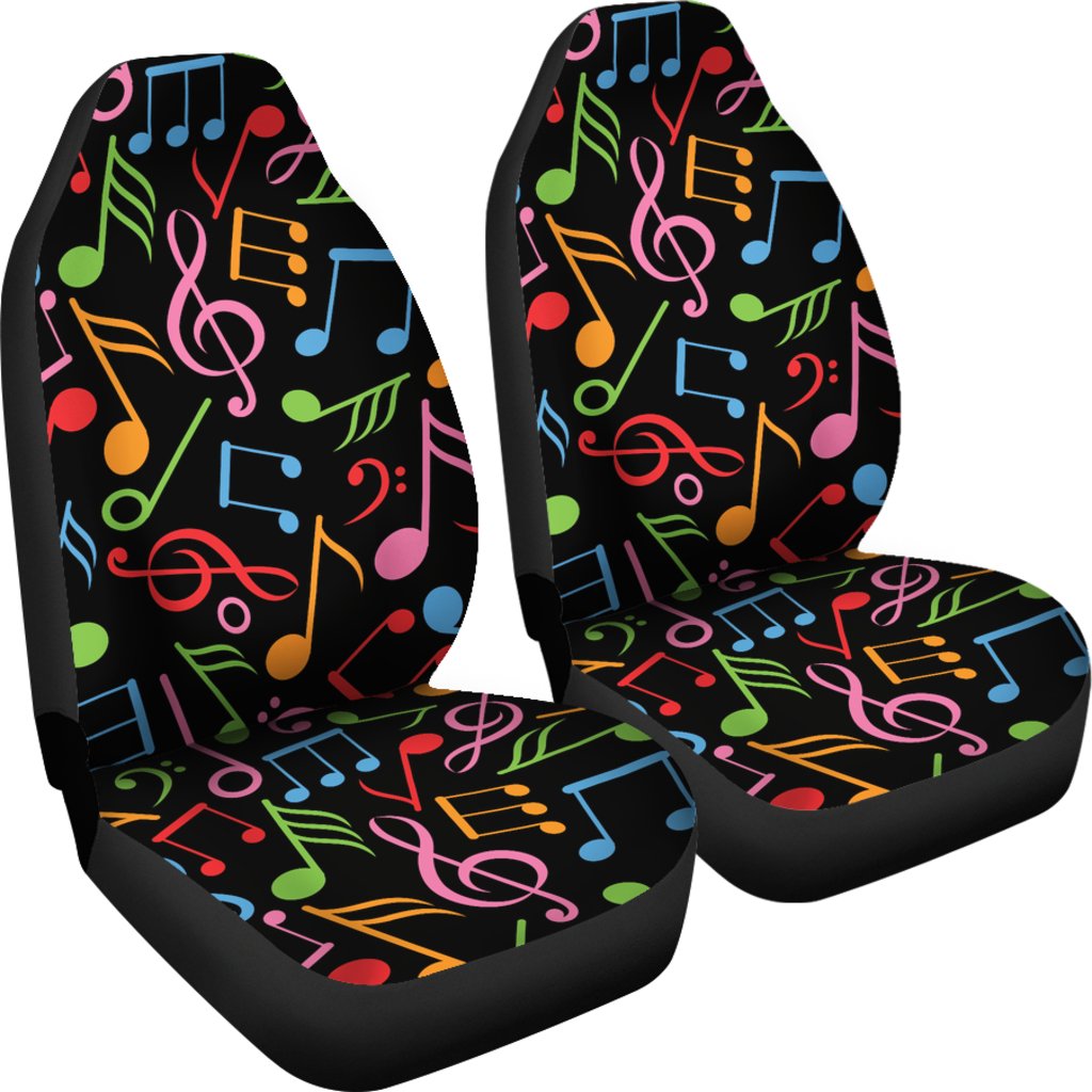 Music Note Colorful Themed Print Universal Fit Car Seat Covers