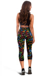 Music Note Colorful Themed Print Women Capris