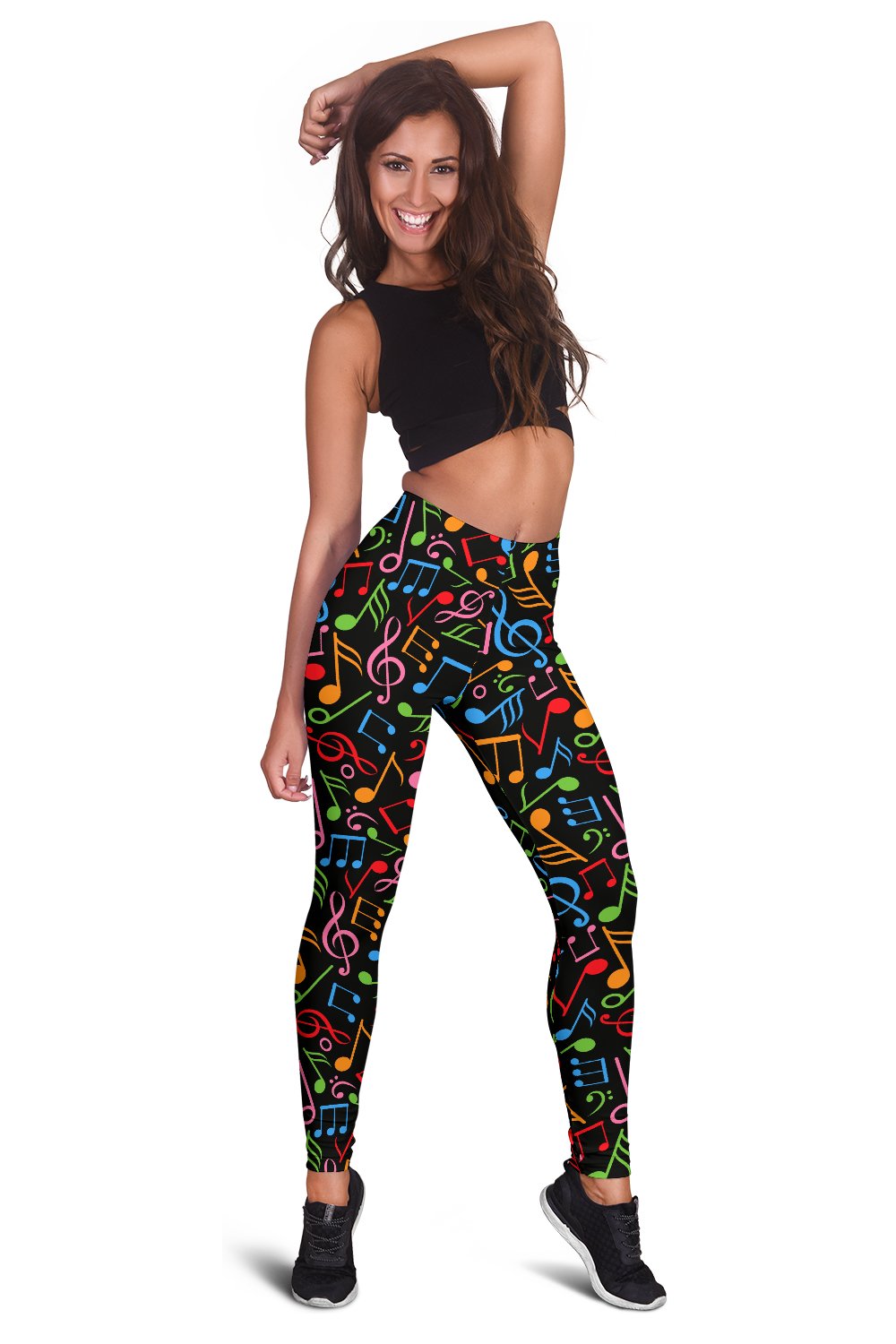 Music Note Colorful Themed Print Women Leggings