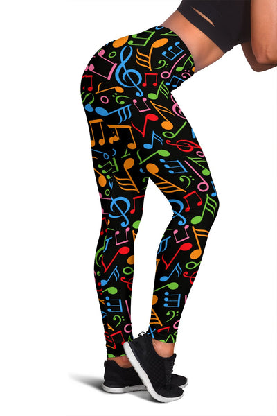 Music Note Colorful Themed Print Women Leggings