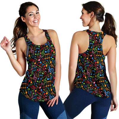Music Note Colorful Themed Print Women Racerback Tank Top