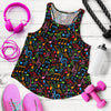 Music Note Colorful Themed Print Women Racerback Tank Top