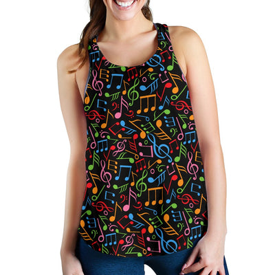 Music Note Colorful Themed Print Women Racerback Tank Top