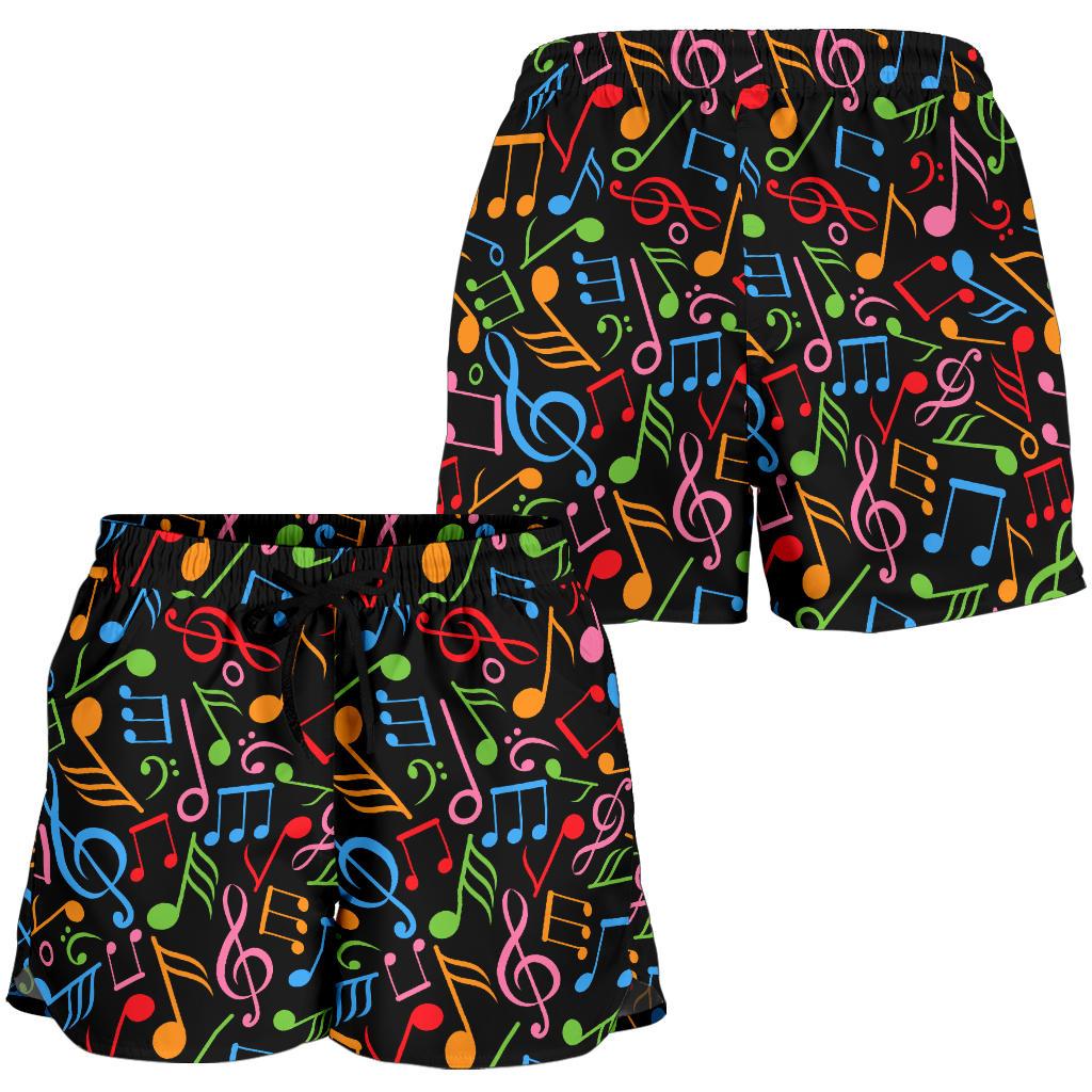 Music Note Colorful Themed Print Women Shorts-JTAMIGO.COM