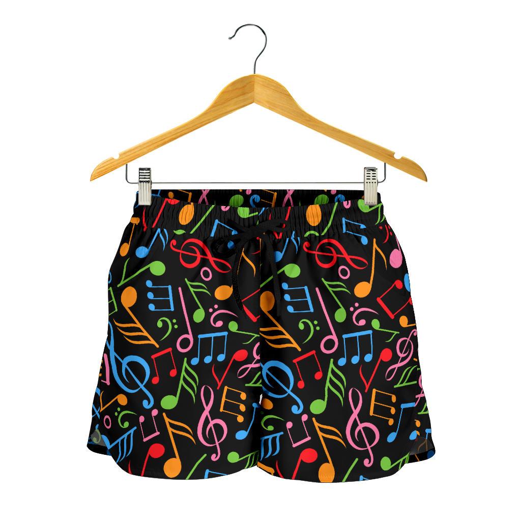 Music Note Colorful Themed Print Women Shorts-JTAMIGO.COM