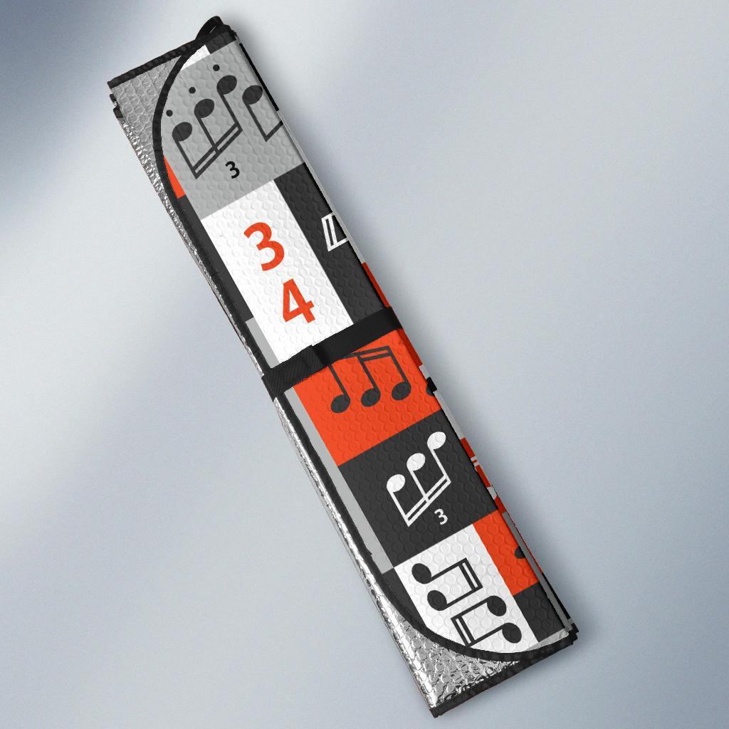 Music Note Design Themed Print Car Sun Shade For Windshield