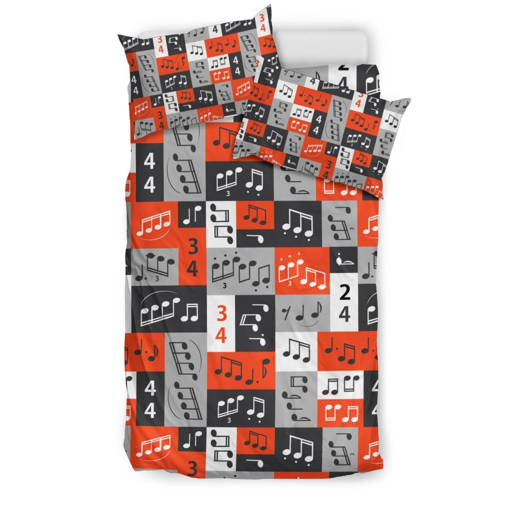 Music Note Design Themed Print Duvet Cover Bedding Set