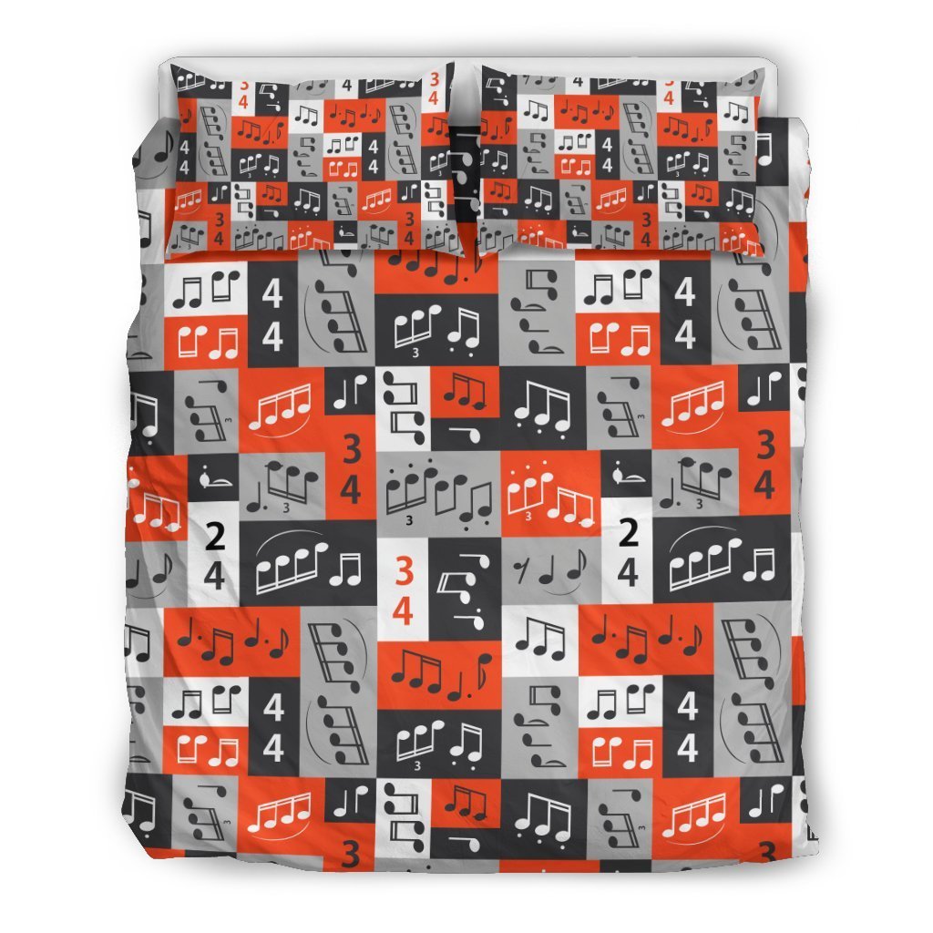 Music Note Design Themed Print Duvet Cover Bedding Set