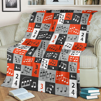 Music Note Design Themed Print Fleece Blanket