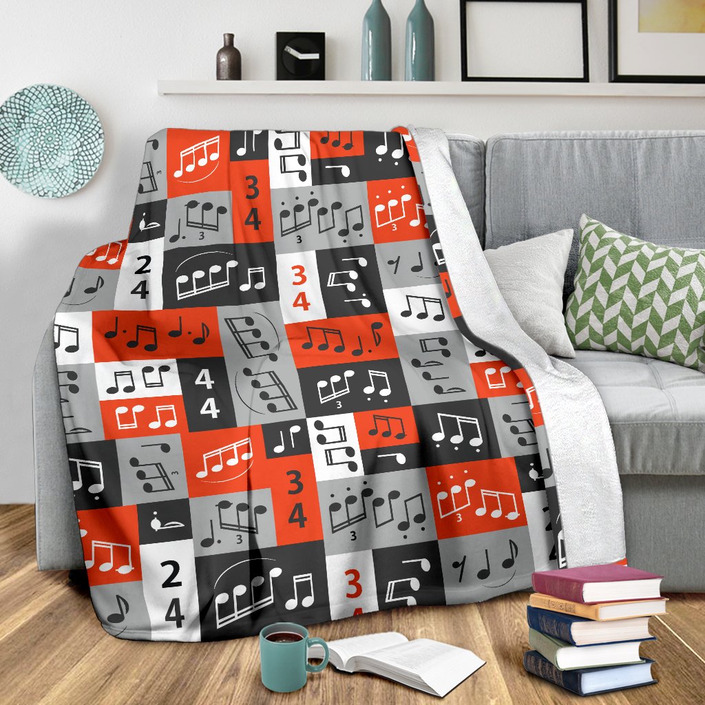 Music Note Design Themed Print Fleece Blanket