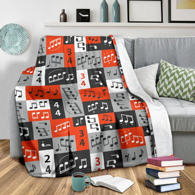Music Note Design Themed Print Fleece Blanket