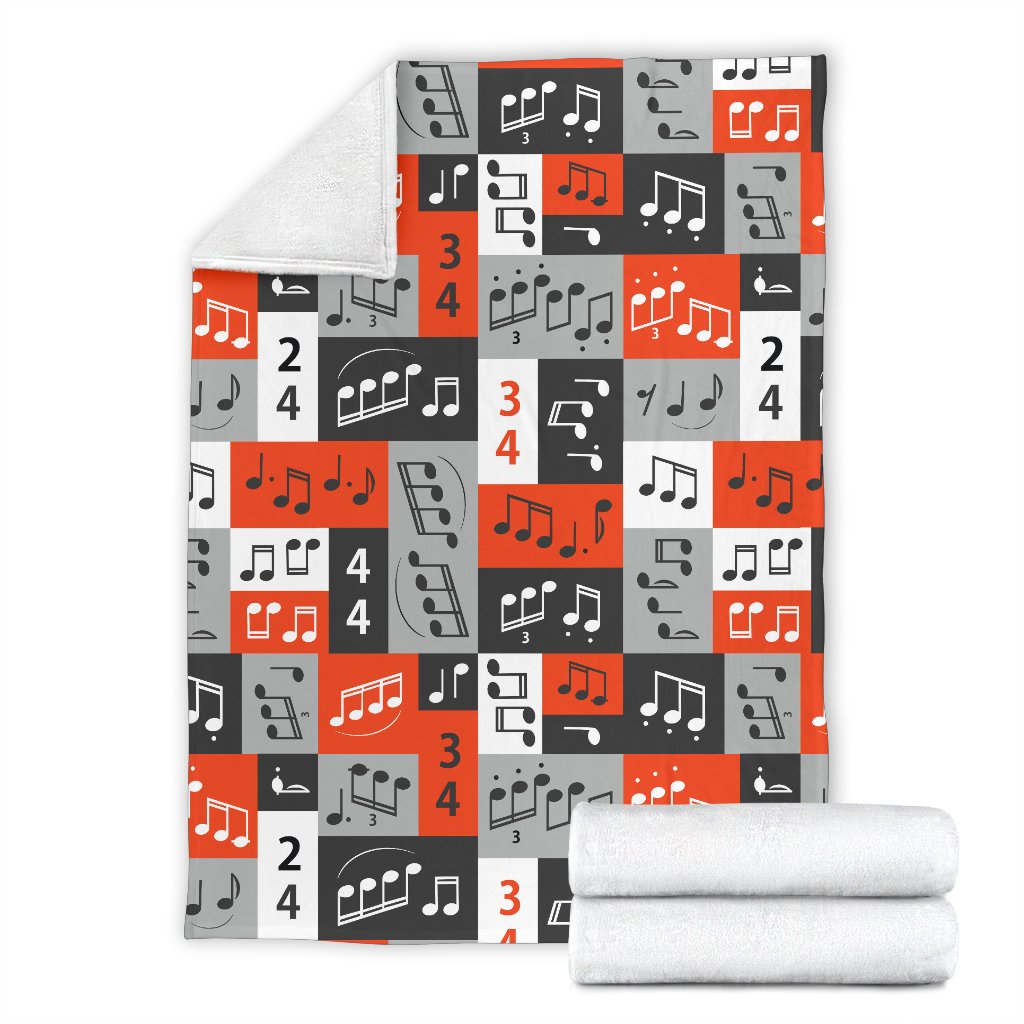 Music Note Design Themed Print Fleece Blanket