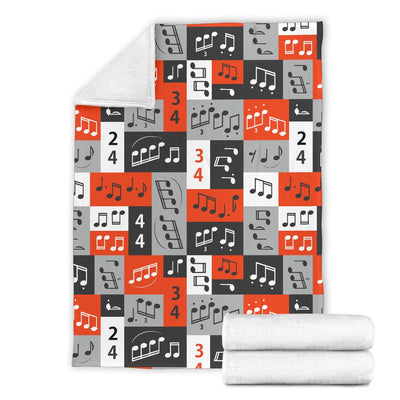 Music Note Design Themed Print Fleece Blanket