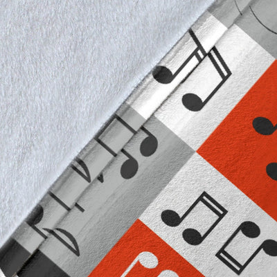 Music Note Design Themed Print Fleece Blanket