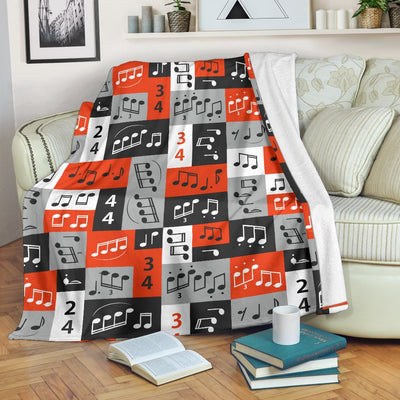 Music Note Design Themed Print Fleece Blanket