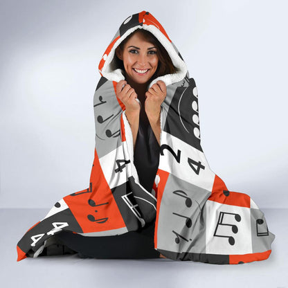 Music Note Design Themed Print Hooded Blanket-JTAMIGO.COM