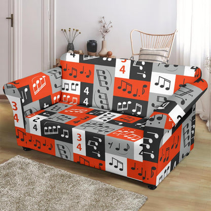 Music Note Design Themed Print Loveseat Slipcover-JTAMIGO.COM