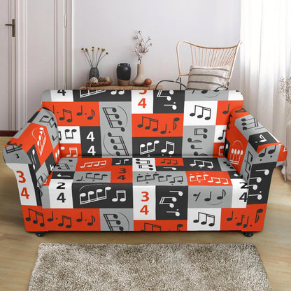 Music Note Design Themed Print Loveseat Slipcover-JTAMIGO.COM