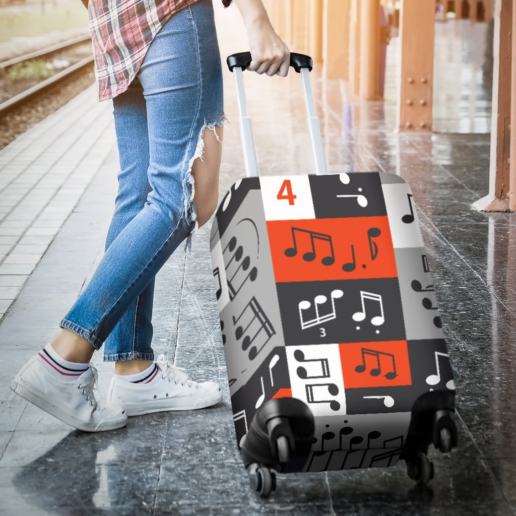 Music Note Design Themed Print Luggage Cover Protector