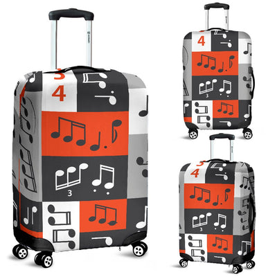 Music Note Design Themed Print Luggage Cover Protector