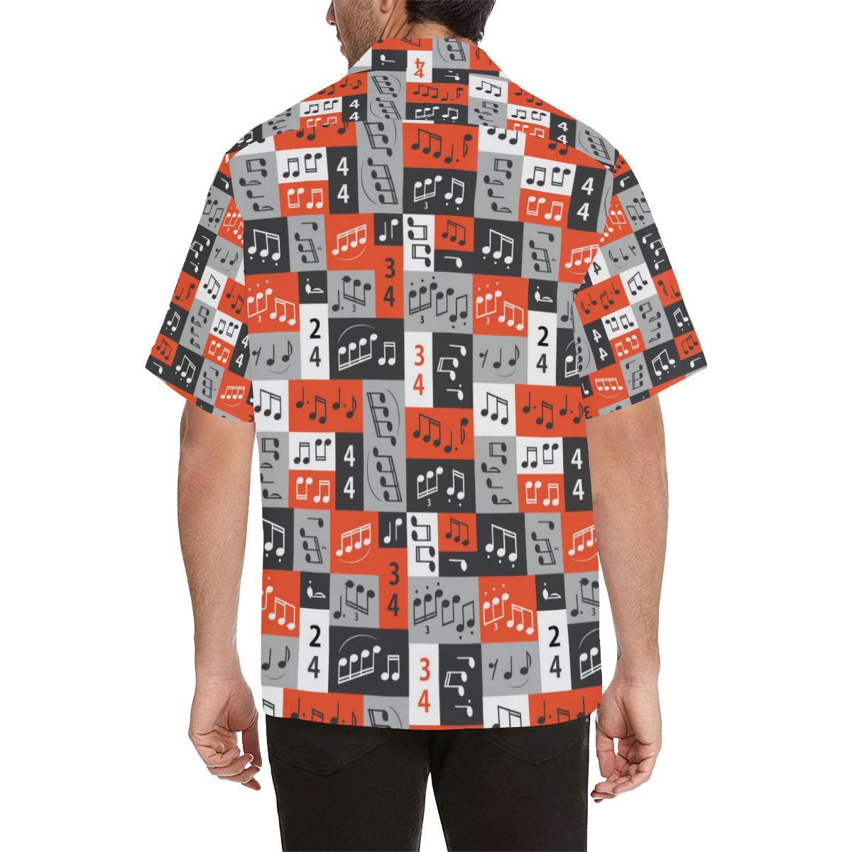 Music Note Design Themed Print Men Aloha Hawaiian Shirt