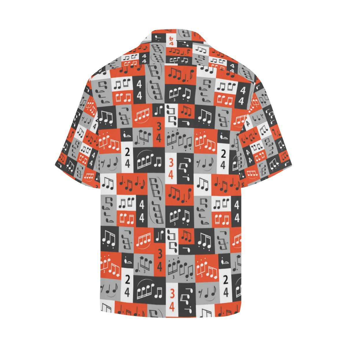 Music Note Design Themed Print Men Aloha Hawaiian Shirt