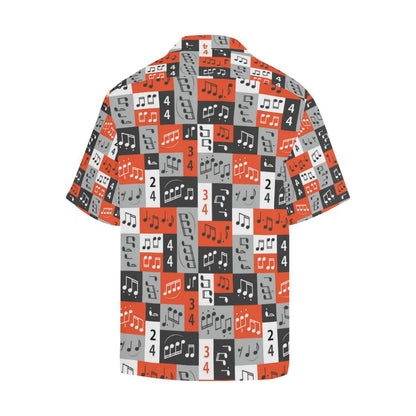 Music Note Design Themed Print Men Aloha Hawaiian Shirt