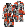 Music Note Design Themed Print Men Bath Robe-JTAMIGO.COM