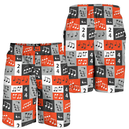 Music Note Design Themed Print Mens Shorts-JTAMIGO.COM