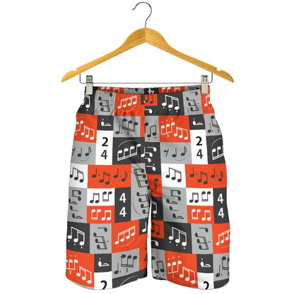 Music Note Design Themed Print Mens Shorts-JTAMIGO.COM