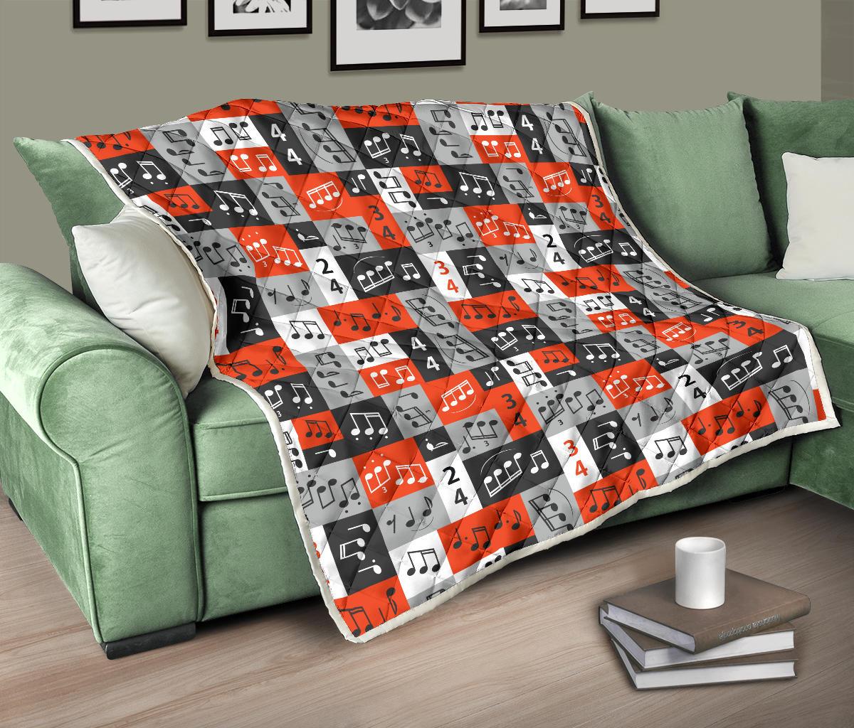Music Note Design Themed Print Premium Quilt-JTAMIGO.COM
