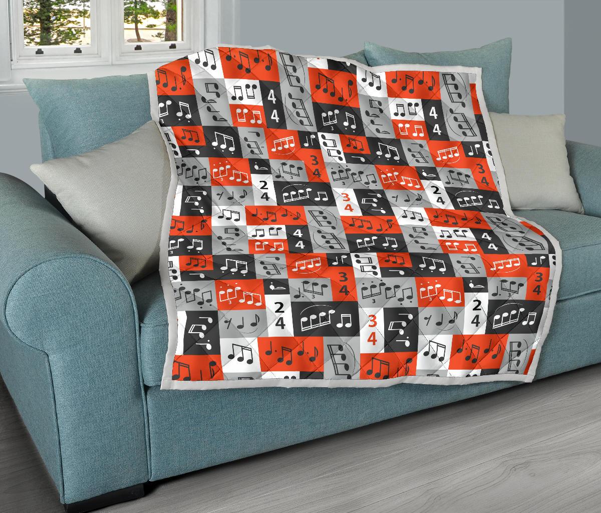Music Note Design Themed Print Premium Quilt-JTAMIGO.COM