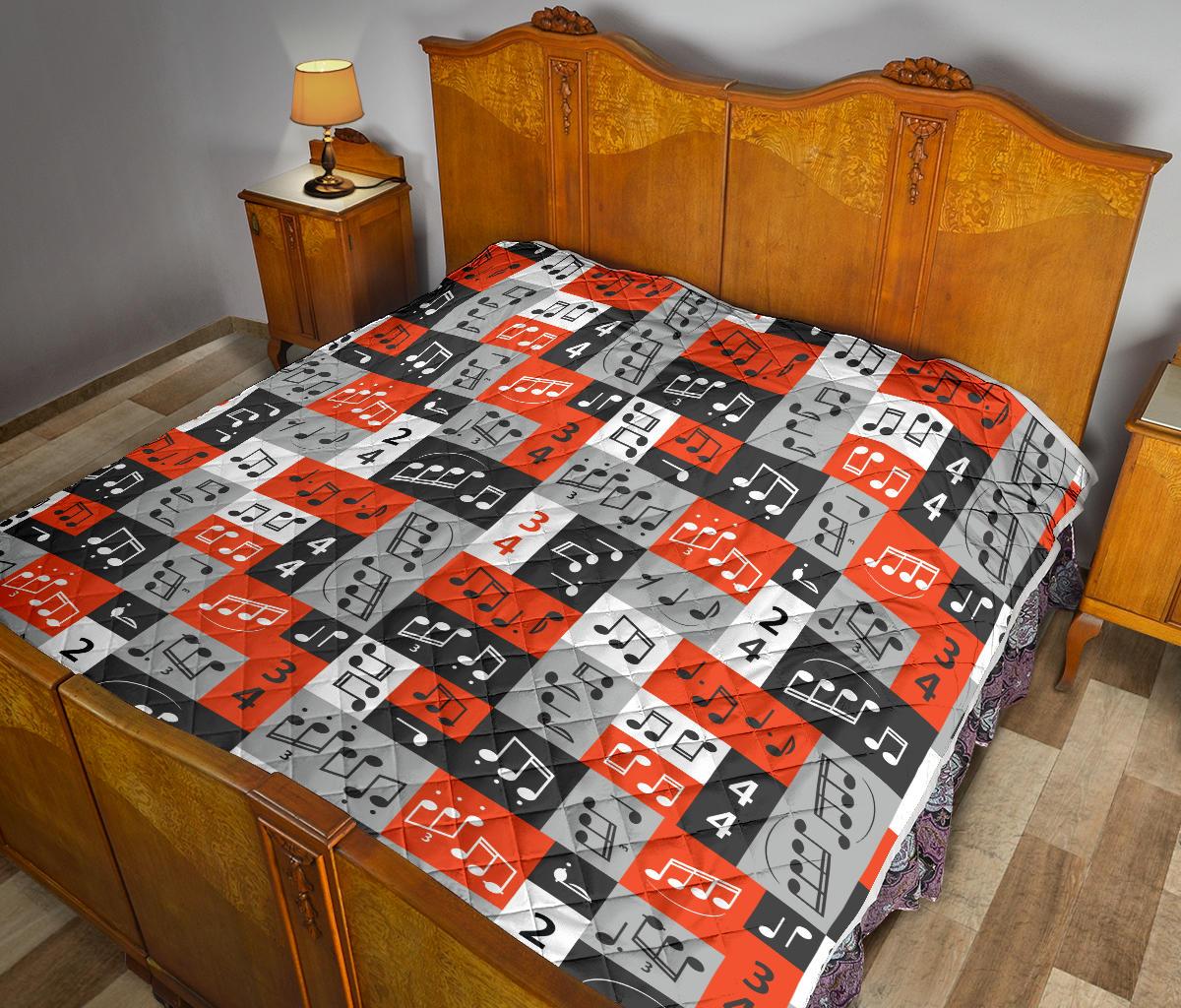 Music Note Design Themed Print Premium Quilt-JTAMIGO.COM