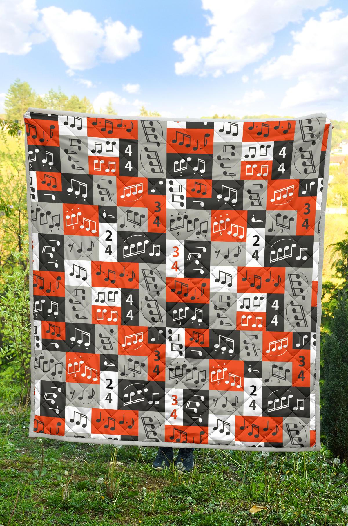 Music Note Design Themed Print Premium Quilt-JTAMIGO.COM