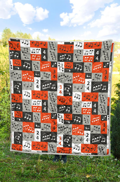 Music Note Design Themed Print Premium Quilt-JTAMIGO.COM